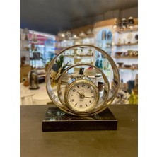 Çırpan Ev Gümüş Spiral Desen Masa Saati 18X20CM