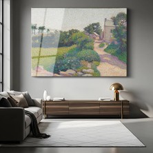 GülsenArt Charles Angrand Kır Evi Yolu Peyzaj Manzarası Temperli Cam Tablo Duvar Tablosu Dekoratif Tablo