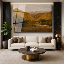 GülsenArt Thomas Moran Batı Vadisi Amerika Doğa Manzarası Temperli Cam Tablo Duvar Tablosu Dekoratif Tablo