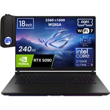 Asus Rog Strix Scar 18 Intel Ultra 9 275HX 64GB Ram 4tb SSD RTX5090 175W 18'' Inç Wqxga 240Hz WIN11 Pro G835LX-SA156 + Elektropasaj Çanta