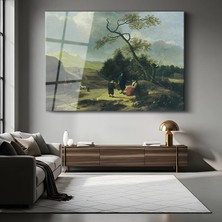 GülsenArt Jan Van Goyen Kırsal Yol Yolcular Resmi Temperli Cam Tablo Duvar Tablosu Dekoratif Tablo