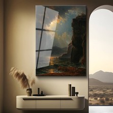 GülsenArt Joseph Mallord William Turner Ay Işığı Deniz Manzarası Temperli Cam Tablo Duvar Tablosu Dekoratif Tablo