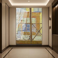 GülsenArt Vincent Van Gogh Pencere Görünümü Manzara Temperli Cam Tablo Duvar Tablosu Dekoratif Tablo