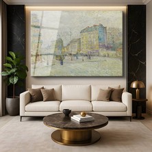 GülsenArt Vincent Van Gogh Boulevard De Clichy Paris Sokak Manzarası Temperli Cam Tablo Duvar Tablosu Dekoratif Tablo