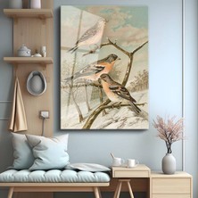 GülsenArt John Gould Kış Kuşları Doğa Sanatı Temperli Cam Tablo Duvar Tablosu Dekoratif Tablo