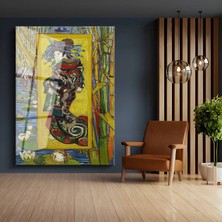 GülsenArt Vincent Van Gogh Courtesan Oiran Kadın Portresi Temperli Cam Tablo Duvar Tablosu Dekoratif Tablo