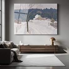 GülsenArt Van Karsen Kış Kar Manzarası Temperli Cam Tablo Duvar Tablosu Dekoratif Tablo