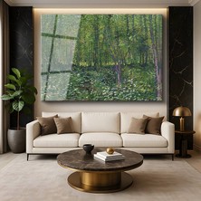 GülsenArt Vincent Van Gogh Ağaçlar Çalılık Orman Manzarası Temperli Cam Tablo Duvar Tablosu Dekoratif Tablo