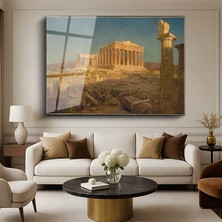 GülsenArt Frederic Edwin Church The Parthenon Antik Yunan Mimarisi Temperli Cam Tablo Duvar Tablosu Dekoratif Tablo