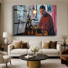 GülsenArt Daniil Antropov Çiçek Yetiştiren Adam Botanik Resmi Temperli Cam Tablo Duvar Tablosu Dekoratif Tablo