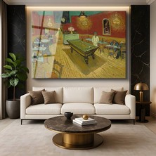 GülsenArt Vincent Van Gogh Gece Kahvesi Iç Mekan Resmi Temperli Cam Tablo Duvar Tablosu Dekoratif Tablo