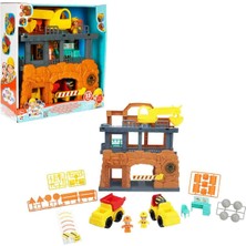 PopŞeker Tiny Kiddom Sesli ve Işıklı Inşaat Sahası Oyun Seti – 33 Parça, Vinçli ve Araçlı Şantiye Seti