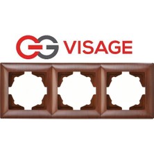 Eco Lounge Visage Amazon Ceviz 3 Lü Çerçeve - Priz ve Anahtar Için Uyumlu Çerçeve
