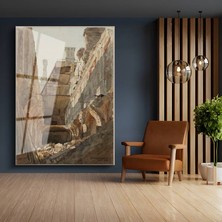 GülsenArt David Roberts Tarihi Yapı Kalıntıları Antik Temperli Cam Tablo Duvar Tablosu Dekoratif Tablo