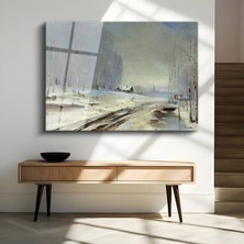 GülsenArt Aleksey Savrasov Beyaz Kış Kar Manzarası Temperli Cam Tablo Duvar Tablosu Dekoratif Tablo