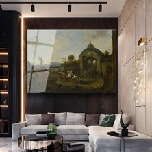 GülsenArt Philips Wouwerman Av Sahnesi Doğa Resmi Temperli Cam Tablo Duvar Tablosu Dekoratif Tablo