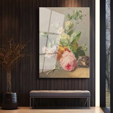 GülsenArt Jan Frans Van Dael Renkli Çiçek Buketi Temperli Cam Tablo Duvar Tablosu Dekoratif Tablo