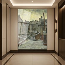 GülsenArt Vincent Van Gogh Antwerp Arka Bahçeler Temperli Cam Tablo Duvar Tablosu Dekoratif Tablo