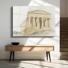 GülsenArt William Pars Atina Parthenon Antik Tapınak Temperli Cam Tablo Duvar Tablosu Dekoratif Tablo