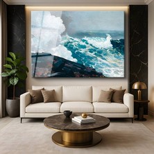 GülsenArt Winslow Homer Northeaster Fırtınalı Deniz Amerikan Resmi Temperli Cam Tablo Duvar Tablosu Dekoratif Tablo