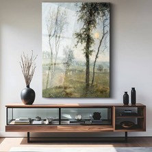 GülsenArt Jean-Baptiste-Temperli Camille Corot Sabah Işığı Manzara Temperli Cam Tablo Duvar Tablosu Dekoratif Tablo