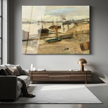 GülsenArt Lovis Corinth Liman Deniz Manzarası Temperli Cam Tablo Duvar Tablosu Dekoratif Tablo