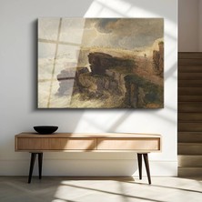 GülsenArt J.m.w. Turner Fırtınalı Deniz Kayalık Manzara Temperli Cam Tablo Duvar Tablosu Dekoratif Tablo