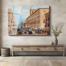 GülsenArt Ippolito Caffi Venedik Karnavalı Şenlik Manzarası Temperli Cam Tablo Duvar Tablosu Dekoratif Tablo