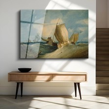 GülsenArt J.m.w. Turner Fırtınalı Deniz Yelkenli Manzara Temperli Cam Tablo Duvar Tablosu Dekoratif Tablo