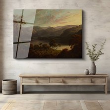 GülsenArt John Constable Göl Su Manzarası Temperli Cam Tablo Duvar Tablosu Dekoratif Tablo