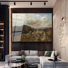 GülsenArt John Constable Hasat Zamanı Kırsal Resmi Temperli Cam Tablo Duvar Tablosu Dekoratif Tablo
