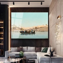 GülsenArt Jean-Léon Gérôme Nil Nehri Yolculuk Resmi Temperli Cam Tablo Duvar Tablosu Dekoratif Tablo