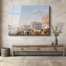 GülsenArt Canaletto Venedik Rıhtımı Deniz Manzarası Temperli Cam Tablo Duvar Tablosu Dekoratif Tablo