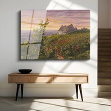 GülsenArt Caspar David Friedrich Tepedeki Kulübe Kırsal Manzara Temperli Cam Tablo Duvar Tablosu Dekoratif Tablo