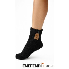 NF ND ENEFENDİ Tüylü Kışlık Termal Çorap Dikişsiz Peluş Şık Rahat Siyah Ev-Parti Çorabı