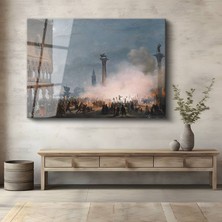 GülsenArt Ippolito Caffi Venedik San Marco Meydanı Temperli Cam Tablo Duvar Tablosu Dekoratif Tablo