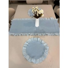 Nurgita Home 3 Parça Fisto Fırfırlı Set 2 Adet Amerikan Servisi Supla + 1 Adet Fırfırlı Runner