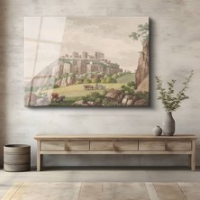GülsenArt Thomas Girtin Stirling Kalesi Tarihi Yapı Temperli Cam Tablo Duvar Tablosu Dekoratif Tablo