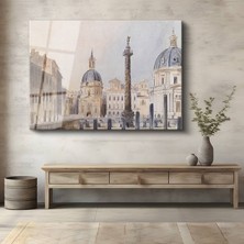 GülsenArt Ippolito Caffi Roma Kilisesi Tarihi Manzara Temperli Cam Tablo Duvar Tablosu Dekoratif Tablo