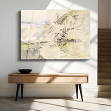 GülsenArt John Ruskin Alp Dağları Kar Manzarası Temperli Cam Tablo Duvar Tablosu Dekoratif Tablo