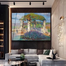 GülsenArt Henri Martin Çiçekli Bahçe Pergola Resmi Temperli Cam Tablo Duvar Tablosu Dekoratif Tablo