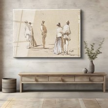 GülsenArt Ippolito Caffi Figür Eskizleri Sanat Çalışması Temperli Cam Tablo Duvar Tablosu Dekoratif Tablo
