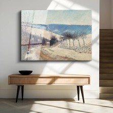 GülsenArt Blanche Hoschedé-Monet Karlı Yol Kış Manzarası Temperli Cam Tablo Duvar Tablosu Dekoratif Tablo
