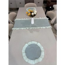 Nurgita Home 3 Parça Fisto Fırfırlı Set 2 Adet Amerikan Servisi Supla + 1 Adet Fırfırlı Runner