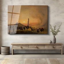 GülsenArt Charles Théodore Frère Çöl Kervan Manzarası Temperli Cam Tablo Duvar Tablosu Dekoratif Tablo