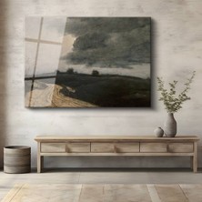 GülsenArt Jean-Baptiste-Temperli Camille Corot Fırtınalı Hava Manzarası Temperli Cam Tablo Duvar Tablosu Dekoratif Tablo