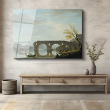 GülsenArt Richard Wilson Roma Köprüsü Tarihi Manzara Temperli Cam Tablo Duvar Tablosu Dekoratif Tablo