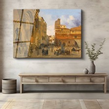 GülsenArt Richard Parkes Bonington Floransa Meydanı Italyan Manzara Temperli Cam Tablo Duvar Tablosu Dekoratif Tablo