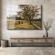 GülsenArt Léon Lhermitte Hasat Zamanı Kırsal Manzara Temperli Cam Tablo Duvar Tablosu Dekoratif Tablo