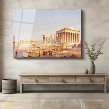 GülsenArt Hubert Robert Atina Akropolis Parthenon Antik Temperli Cam Tablo Duvar Tablosu Dekoratif Tablo